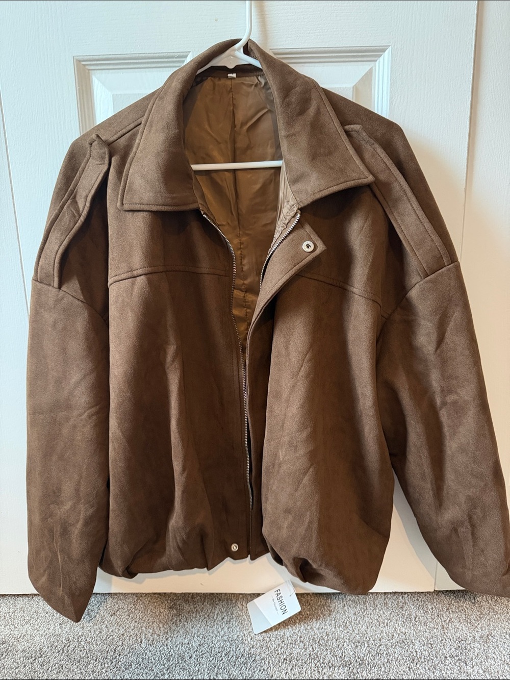 Women’s Brown Suede-Look Zip Jacket